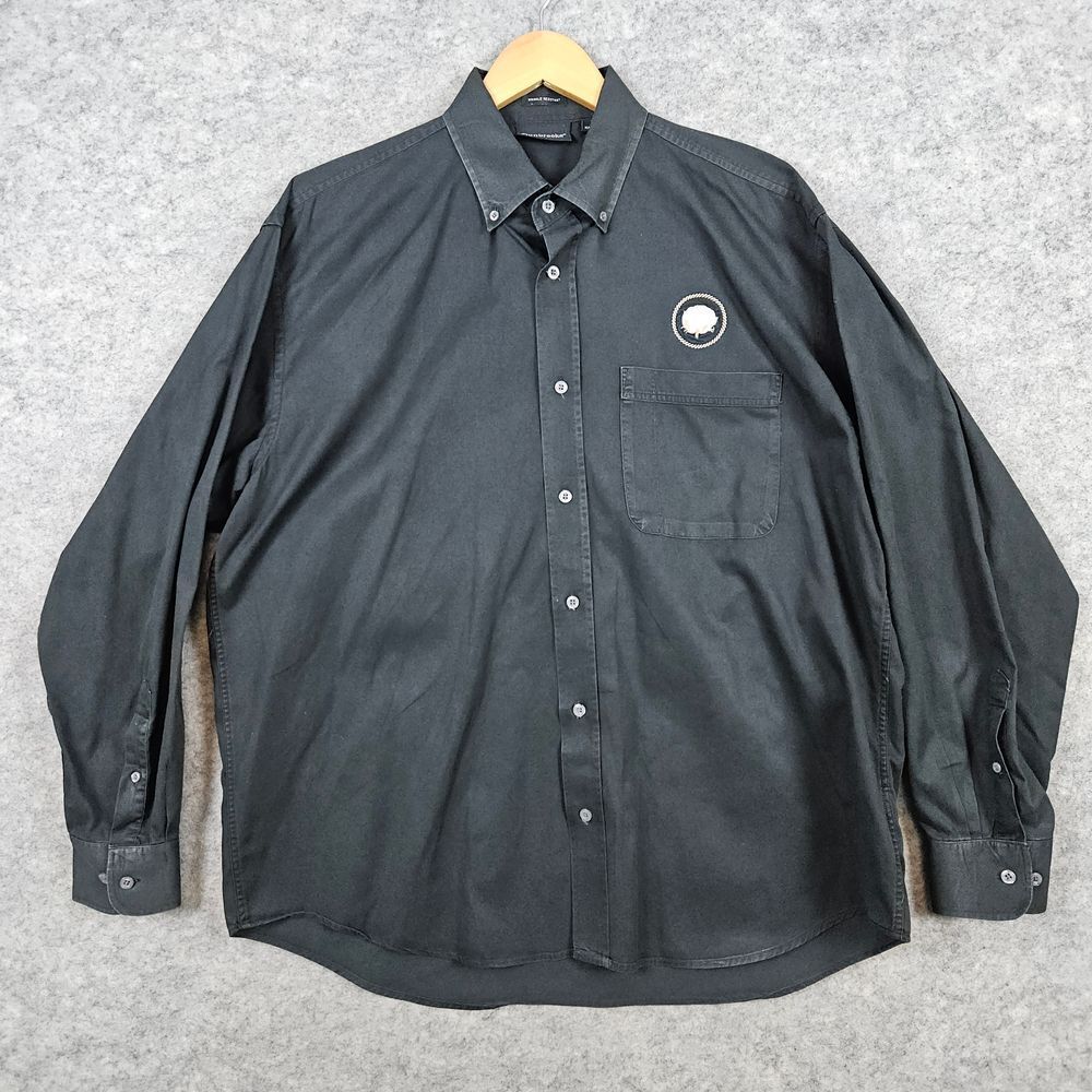 Dunbrooke Men's Black Wrinkle Resistant Shirt Size L Cotton Embroidered‎ FLAWS